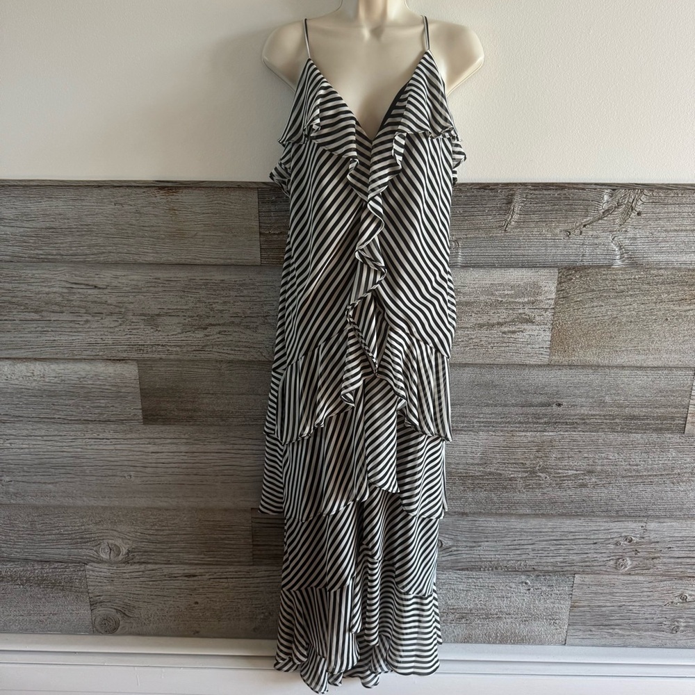 Lauren Ralph Lauren Black Label Striped Tiered Ruffle Maxi Dress